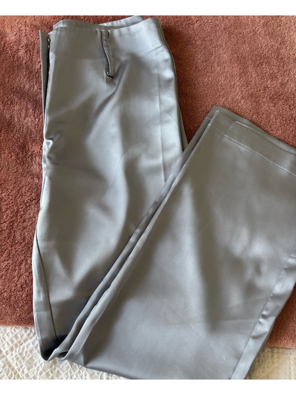 Women's Light Gray Satin Dress Pants - Classic Tailored Fit